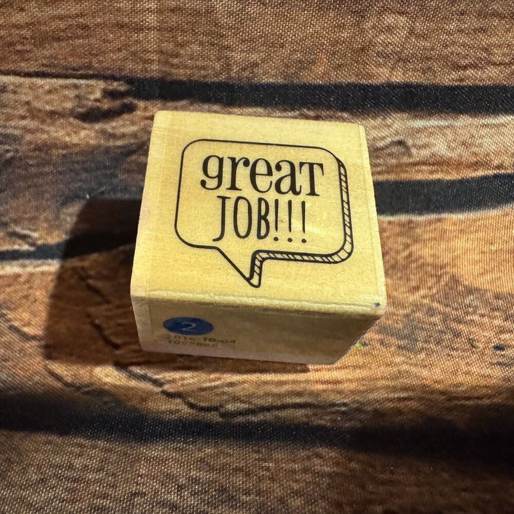 Hampton Art Great Job Speech Bubble Wood Mounted Rubber Stamp Teacher Praise 1.2